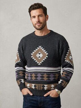 Vintage 90s Bonjour Aztec Mens Sweater Size L Southwestern Navajo